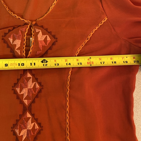 Monoreno - burnt orange boho blouse. Size L - Picture 4 of 9